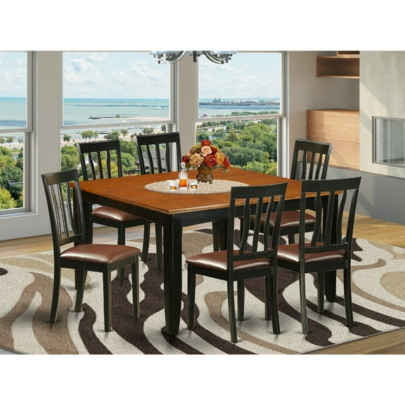 Gothic Dining Table Set - Glamour Kitchen Table & Chairs - 54 Inch Square Table - Cappuccino Finish