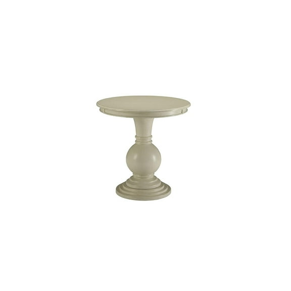 Gothic Accent Table - Wooden Pedestal Table Round Top Ribbed Design - Antique White Home Decor