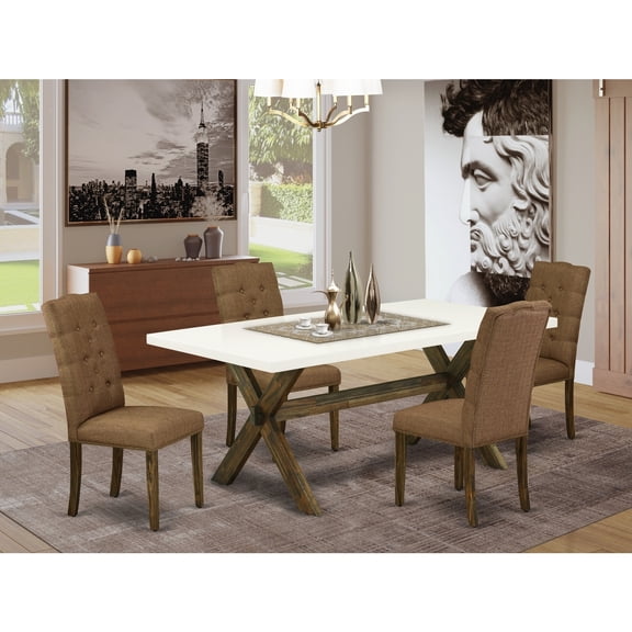 Rectangular Dining Table Set with 4 Chairs|Gothic Grace 5 Piece Dinette Set|Modern Kitchen Table