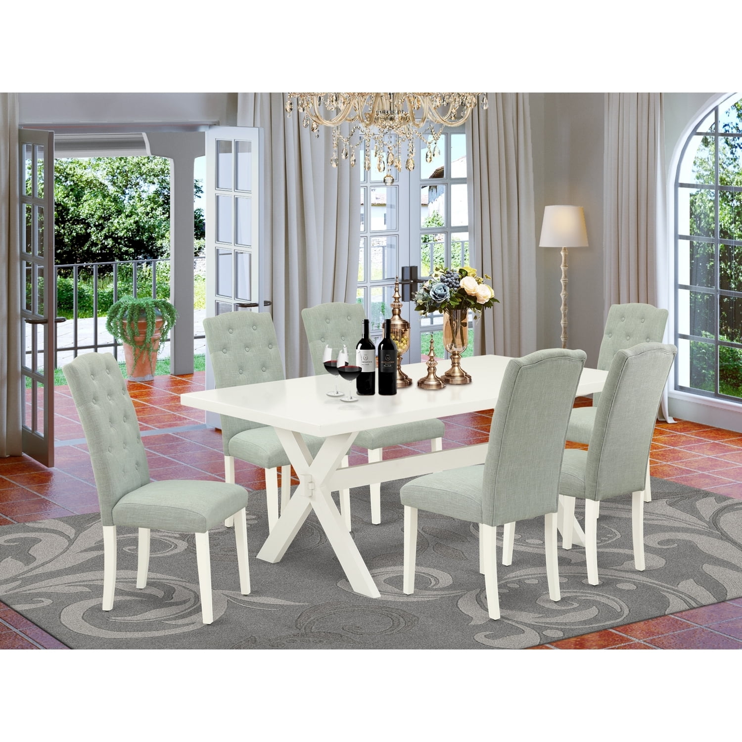 7-Piece Kitchen Table Set with Dining Chairs - Modern Dinette Set ...