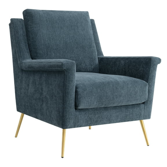 Gothic Accent Chair - Plush Seating, Gold Legs, Living Room Chair, Modern Design, Removable Cushion
