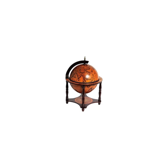 HomeStock Gothic Grace Globe Bar with 4-Legged Stand, Red Finish - 22" H x 17" D - Liquor Display Accent for Home Bar with Globe, Spirits Display Stand and Liquor Stand