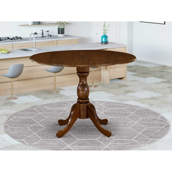Homestock Artistic Accomplishment Antique Round Dining Table Made Of Sturdy Wood, Round Table Top With Clean Finish, Ideal For Small Dining Areas, Modern Compact Dining Table-Color:Antique Walnut,Size