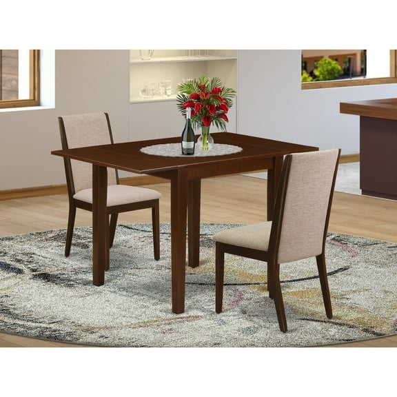 3-Piece Drop Leaf Dining Table Set with Kitchen Chairs - Modern Dinette Table & Parsons Chairs