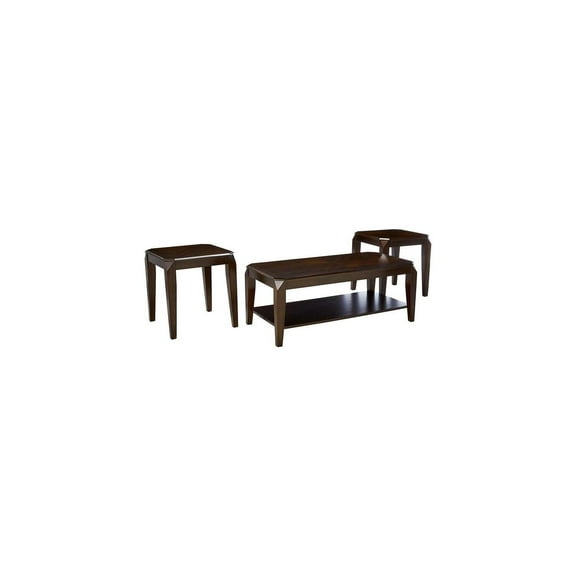 HomeStock Gothic Grandeur 3Pc Pack Coffee/End Table Set, Walnut