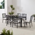 thumbnail image 1 of Artisanal Abode Outdoor Metal Dining Set with Cushions, - Dining Table with 6 Chairs, Design Chair Backs, Elegant Outdoor Dining Set, 1 of 1