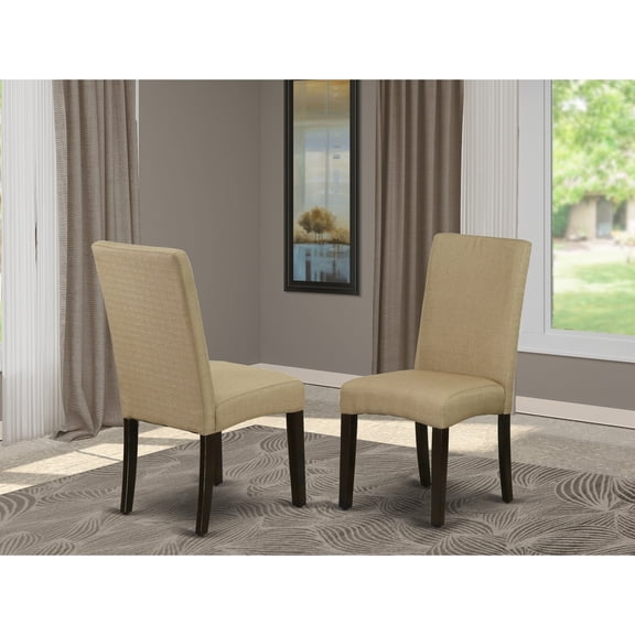 Parson Chair Linen Fabric Accent Chair Cappuccino Finish Elegant Living Room Seating