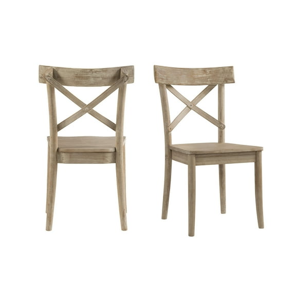 HomeStock Gothic Grandeur X-Back Wooden Side Chair Set, 17"D x 18"W x 36"H, Beach, Cross Back Style, Rustic Design, Raw, Natural Finish
