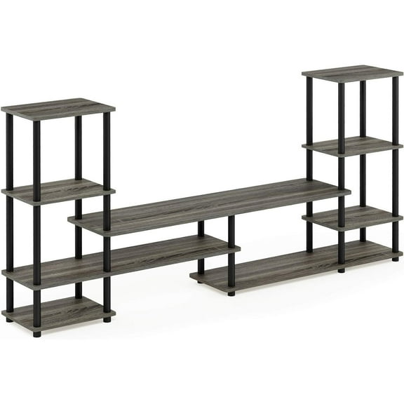 HomeStock Grand Entertainment Center - Espresso/Black Finish, 77.87"W x 37"H x 11.7"D, Multi-Purpose Storage, Easy Assembly for Home Decor!-Color:French Oak Grey/Black