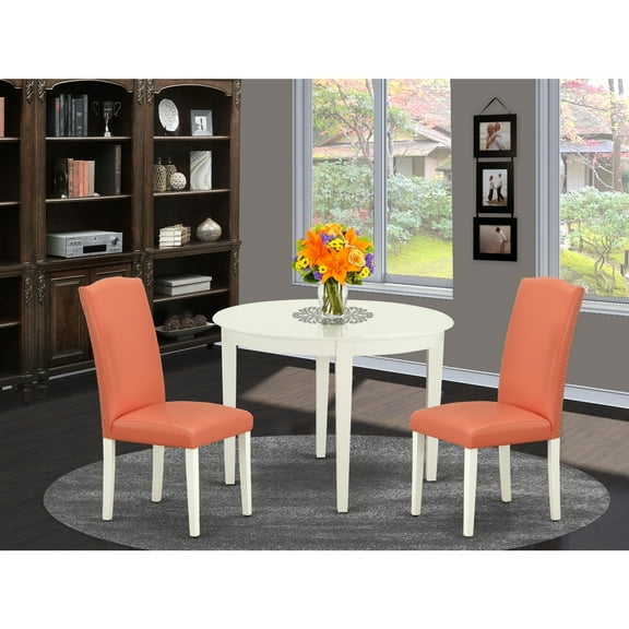 Round Dining Table Set 3pc - 42" Table & 2 Pink Flamingo Chairs - Modern Kitchen Set