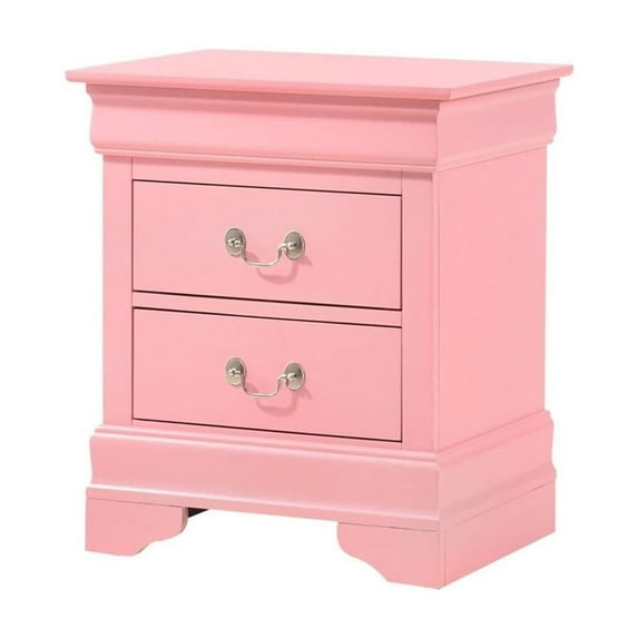 Homestock Vintage Visions Nightstand With Dovetailed Drawers and Traditional Design, Ideal for Storing Bedside Essentials with Lasting Durability-Color:Pink,Size:2 Drawer