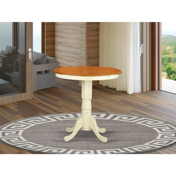 Homestock Handcrafted Haven Round Counter Height Table, 30" Round X 36" H, Beautiful Buttermilk And Cherry Finish For Elegant Gatherings