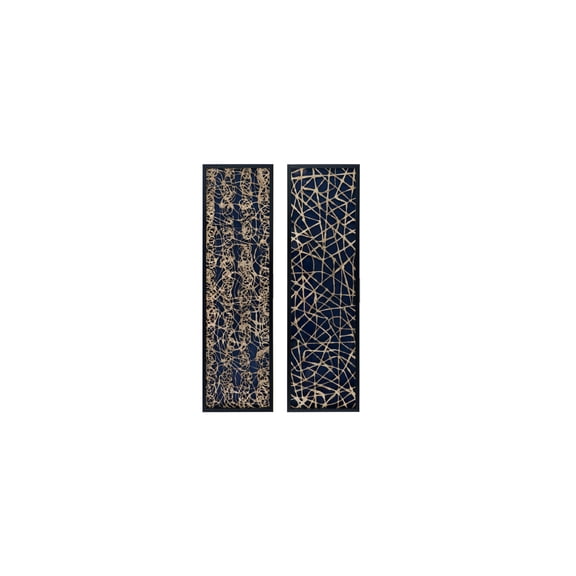 Paper Shadow Boxes Set of 2 - 15.5" x 55" - Blue & White - Wall Decor Display Boxes