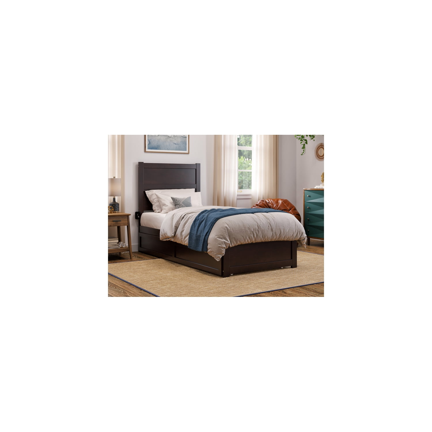 HomeStock Handcrafted Haven Twin Extra Long Bed with Footboard and ...