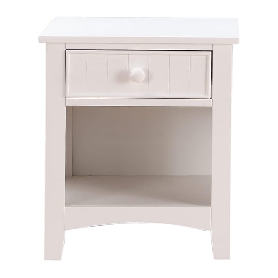 HomeStock Handcrafted Haven White Night Stand with Bottom Open Shelf and Smooth Top for Cozy Bedroom 16" x 22" x 24" Stylish Storage