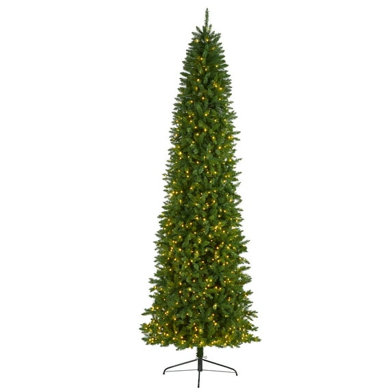 HomeStock Handmade Home 10Ft. Slim Green Mountain Pine Artificial Christmas Tree With 800 Clear Led Lights