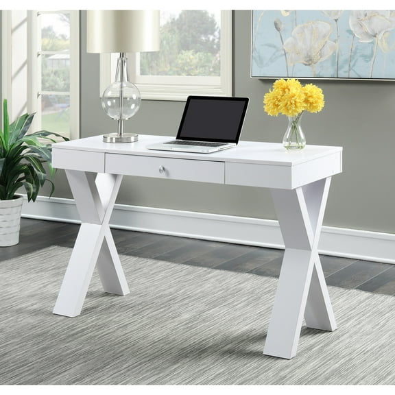 Handmade Home Desk with Drawer - 47" Desk, X-Leg Design, Spacious Surface, Multiple Finishes