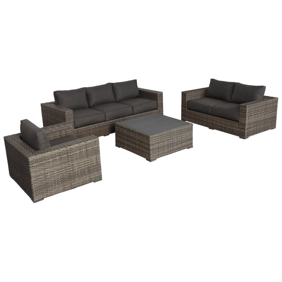 Silver Gray Patio Furniture Set - Sofa, Loveseat, Chair & Table