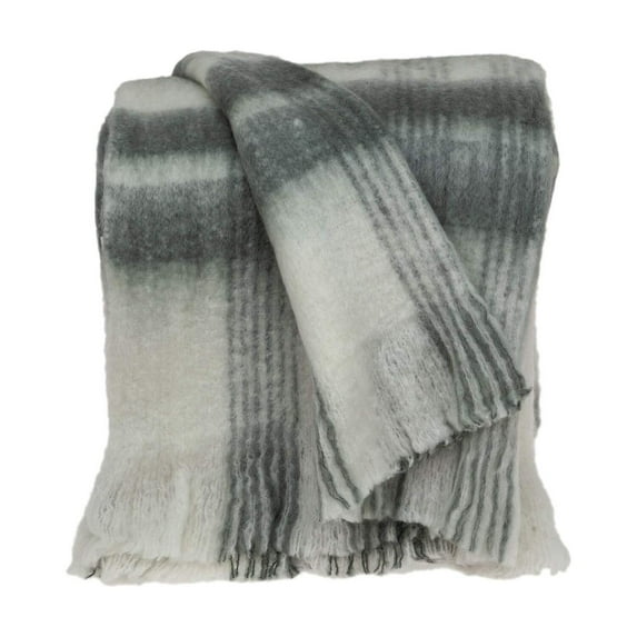 HomeStock Handmade Home Transitional Design 52" x 67" Woven Handloom Throw Blanket, Cozy Throw Blanket for All Living Spaces-Color:Grey