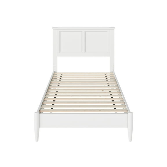 HomeStock Handmade Home Twin XL Solid Wood Low Profile Platform Bed in White