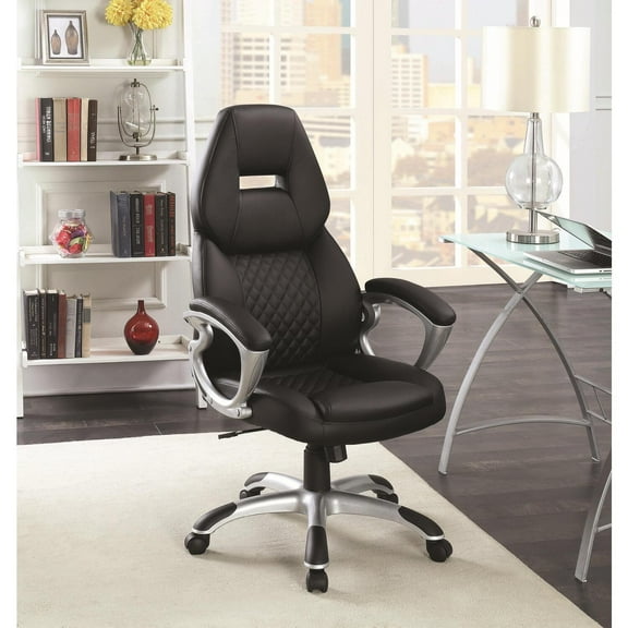 High Back Office Chair Black Silver Ergonomic Desk Chair Adjustable Computer Task Chair