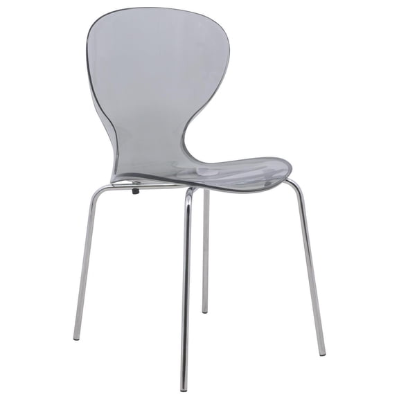 Modern Side Chair - Hollywood Regency Design - Transparent Accent Chair - Chrome Base - Dining Room Seating