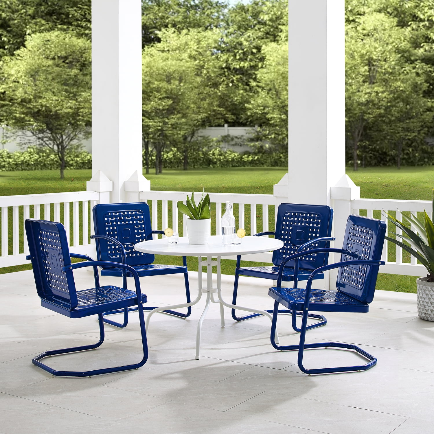 Bates Navy Gloss Steel 5-Piece Outdoor Dining Set