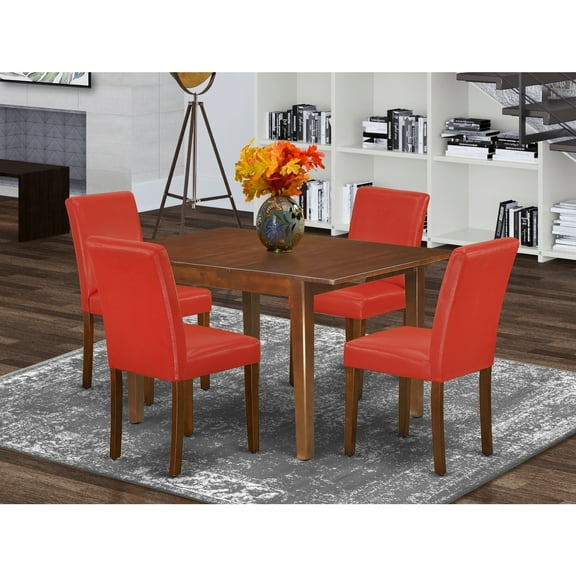 Dinette Set 5Pc Rectangle Table & 4 Chairs - Firebrick Red - Island Interiors