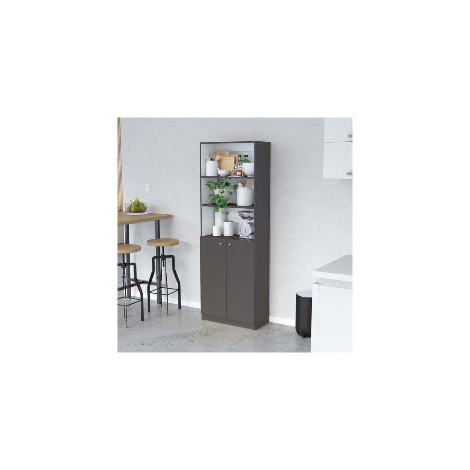 HomeStock Island Interiors Bookcase with Storage and Multi-Level ... - Multi Level Glass Shelves