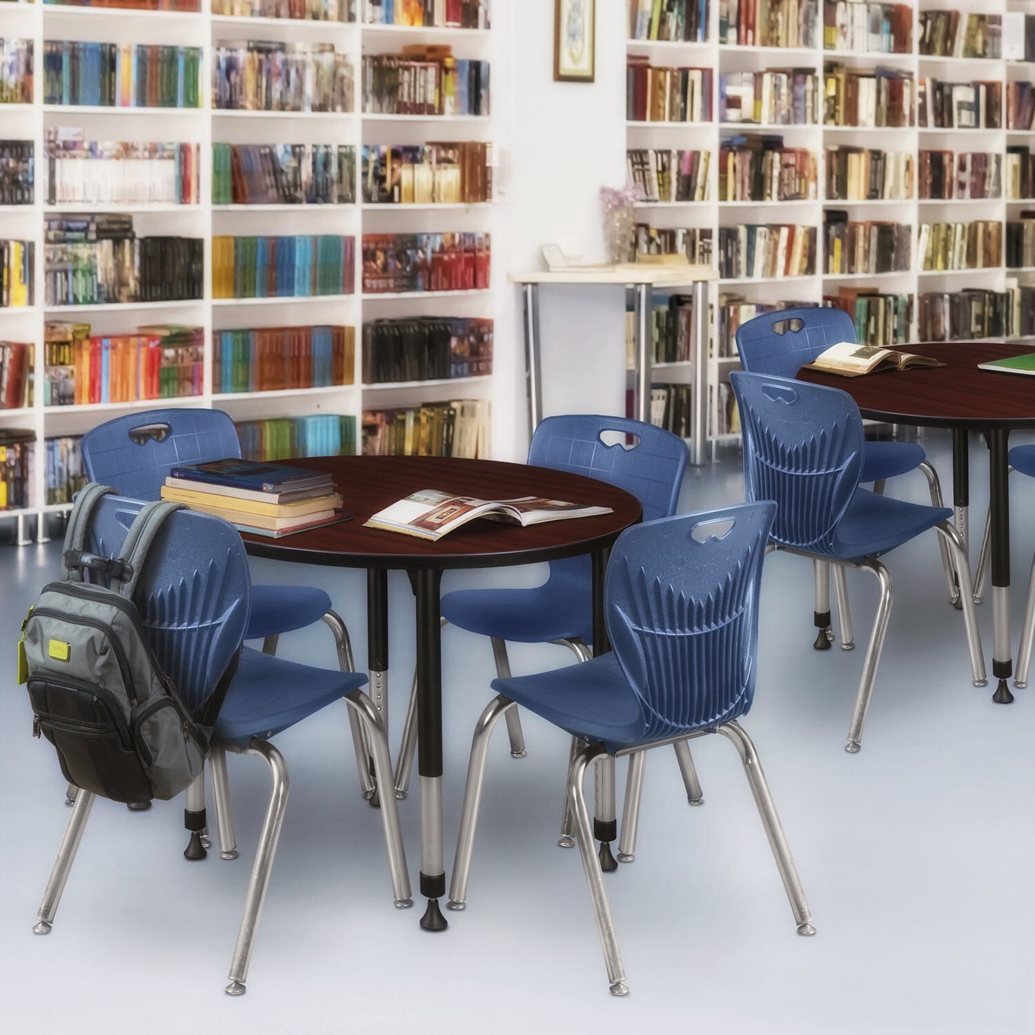 HomeStock Island Interiors Round Height Adjustable Classroom Table in ...