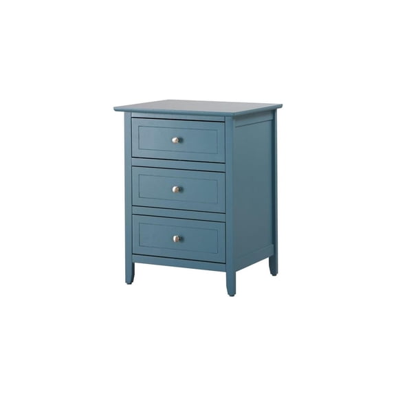 Homestock Mediterranean Magic Nightstand - Dovetailed Drawers for Bedroom Storage, Stylish Nickel Hardware, Painted Nightstand, Floor Mountable-Color:Teal,Size:3 Drawer