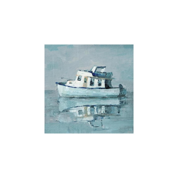 HomeStock Island Oasis Boat Reflection Painting Print on Wrapped Canvas, 12" x 12", Modern Handmade Canvas Art Decor - Unique and Chic Wall Prints for Contemporary Spaces