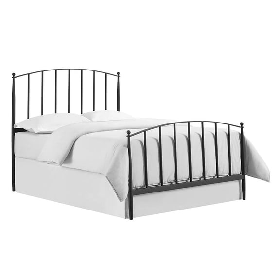 HomeStock Island Oasis King Headboard And Footboard Black - 33.75"H x 1.13"L x 60.75"D, Powder-Coated Black Finish, Arched Headboard and Footboard