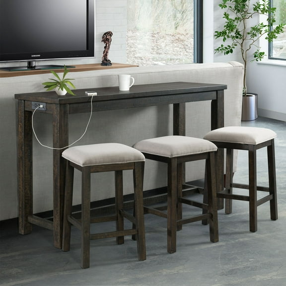 Bar Table Set with Stools - Home Bar Furniture, Kitchen Island Table, Modern Accent Table