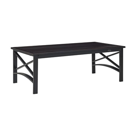 HomeStock Island Oasis Outdoor Metal Coffee Table with Slatted Top,Powder-Coated,Sturdy Weather-Proof Steel,Hand-Painted,Durable - 23.5" D x 39.25" W x 13.75" H-Color:Oiled Bronze Finish