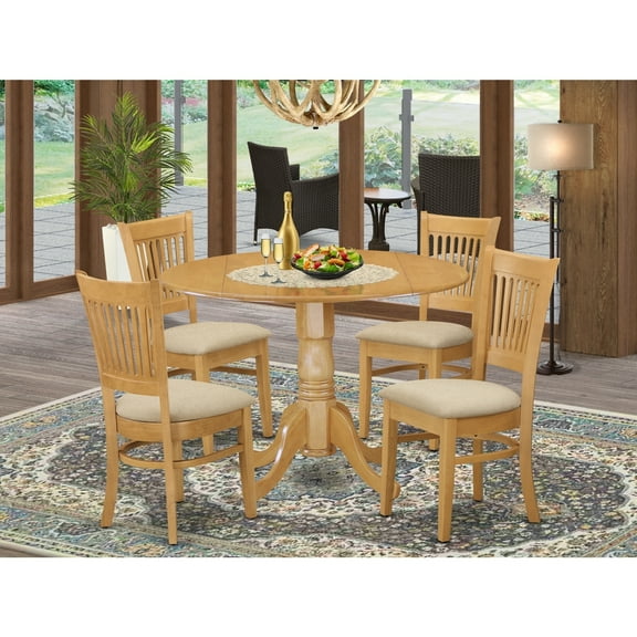 Round Kitchen Dining Table Set - 5 Piece Dinette Table & Chairs - Compact Small Table for Kitchen