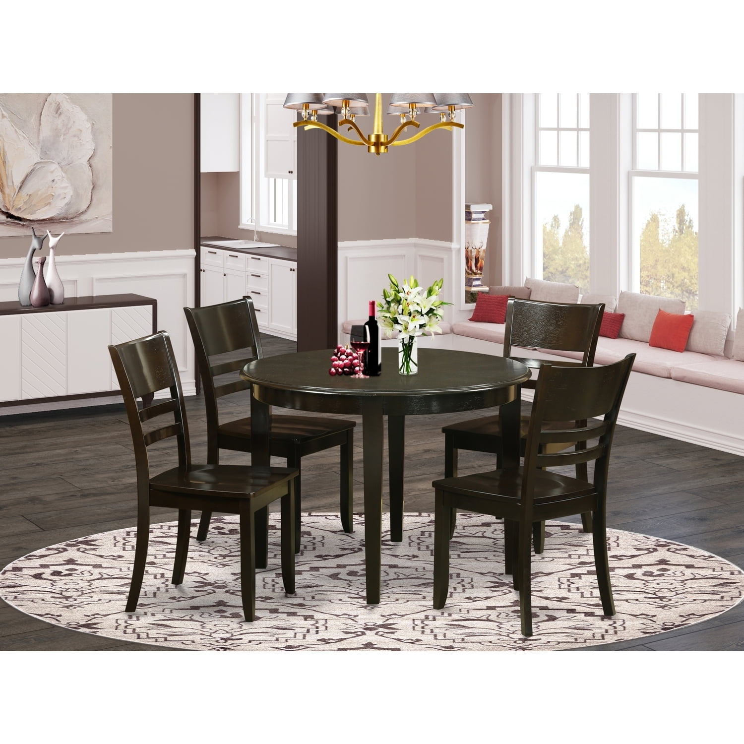 Round Dining Table Set for Kitchen Table with Chairs, 42 Inch