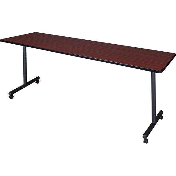 HomeStock Bohemian Bliss 84" x 24" Mobile Training Table- Mahogany, Adjustable and Foldable Office Table with Wheels for Meeting Rooms and Classrooms