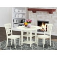 thumbnail image 1 of Round Drop Leaf Dining Set - 3pc Table & Chair Set - Linen White Finish - Modern Kitchen Dining Room Furniture, 1 of 5