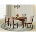 thumbnail image 1 of Luxury 5Piece Dining Set - Rectangular Table & 4 Parsons Chairs - Hardwood Frame - Mahogany Finish, 1 of 5