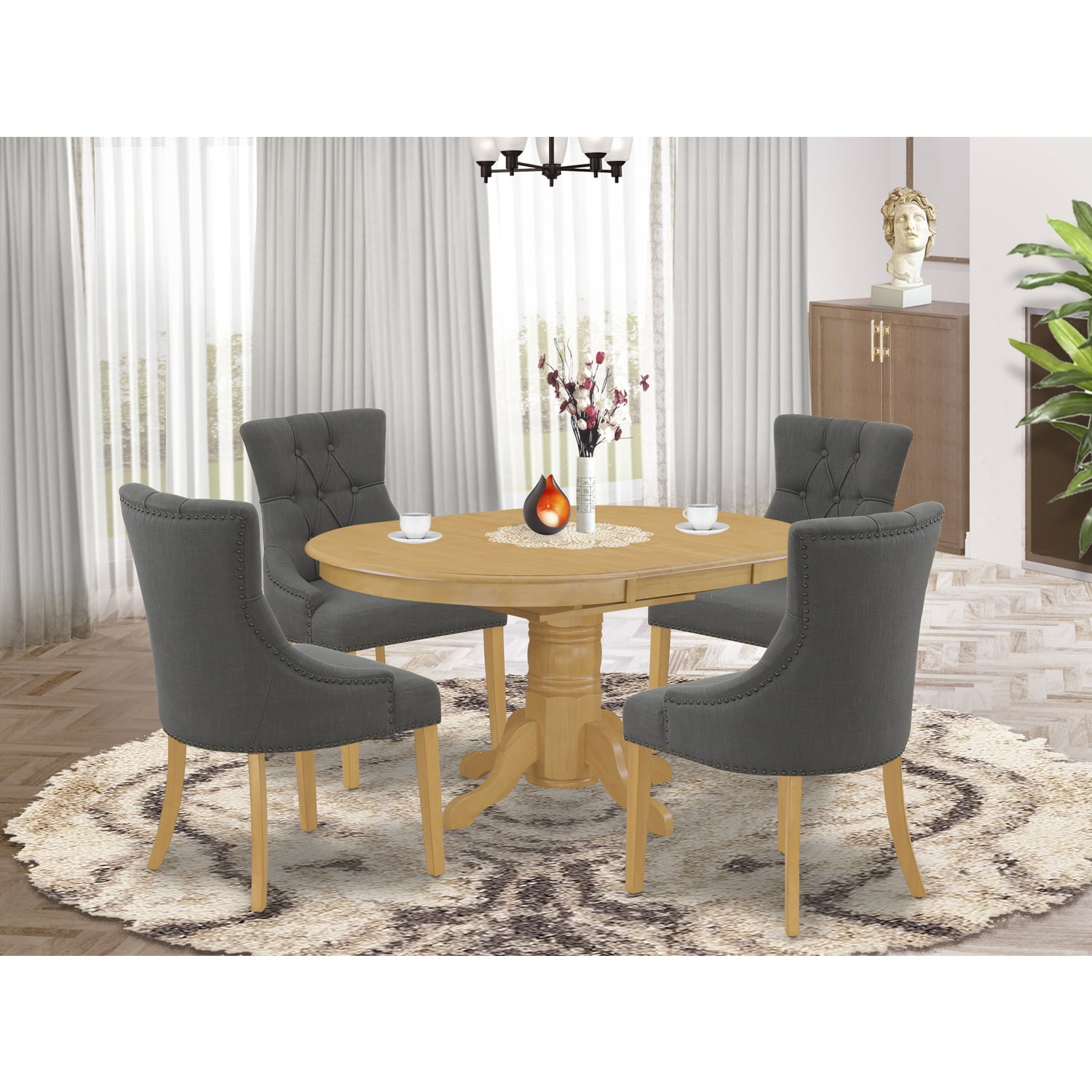 HomeStock Lakefront Luxury 5Pc Dining Set Includes An Oval