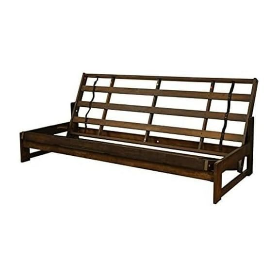 HomeStock Lakefront Luxury Full Size Futon Frame Set in Reclaimed Mocha Finish, Futon Frame with Mattress, Straight Arm, Versatile and Convertible Design Futon Frame for All Spaces-Color:Frame Only