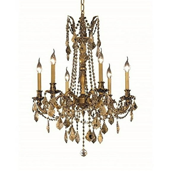 HomeStock Lakefront Luxury Rosalia 6-Light French Gold Chandelier with Golden Teak Crystals - Rich French Gold Finish Light Fixture