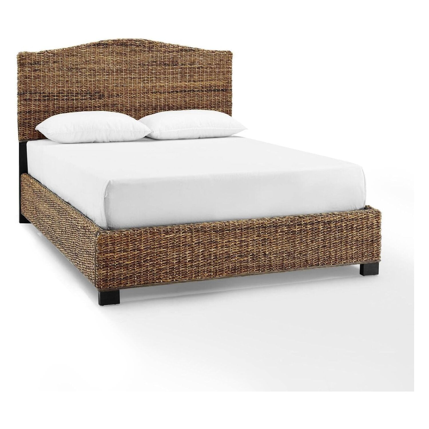 Serena Coastal Queen Bed with Natural Banana Leaf Weave