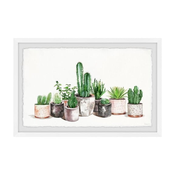 HomeStock Lakeside Living Fancy Potted Cactus Framed Painting Print, Contemporary Wall Decor: Abstract, Digital Art Prints, and Modern Styles for Your Home