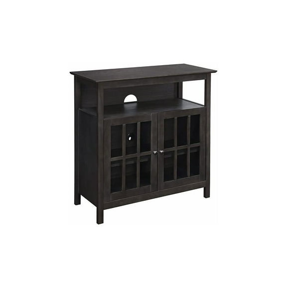 HomeStock Contemporary Cool TV Stand with Storage Cabinets, Shelved Storage Behind Glass Doors, 36"D x 15.5"W x 35.5"H, Smart Cable Management for a Tidy Entertainment Area-Color:Weathered Grey,Size:4