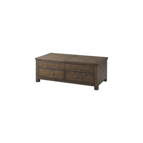HomeStock Lakeside Living Lift Top Coffee Table, 24" H x 48" W x 19" D - Rustic Cherry Finish with Storage Drawers, Functional Style