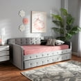 thumbnail image 1 of HomeStock Lakeside Living Modern and Contemporary Transitional Grey Velvet Fabric Upholstered and Button Tufted Twin Size Daybed with Trundle, 1 of 7