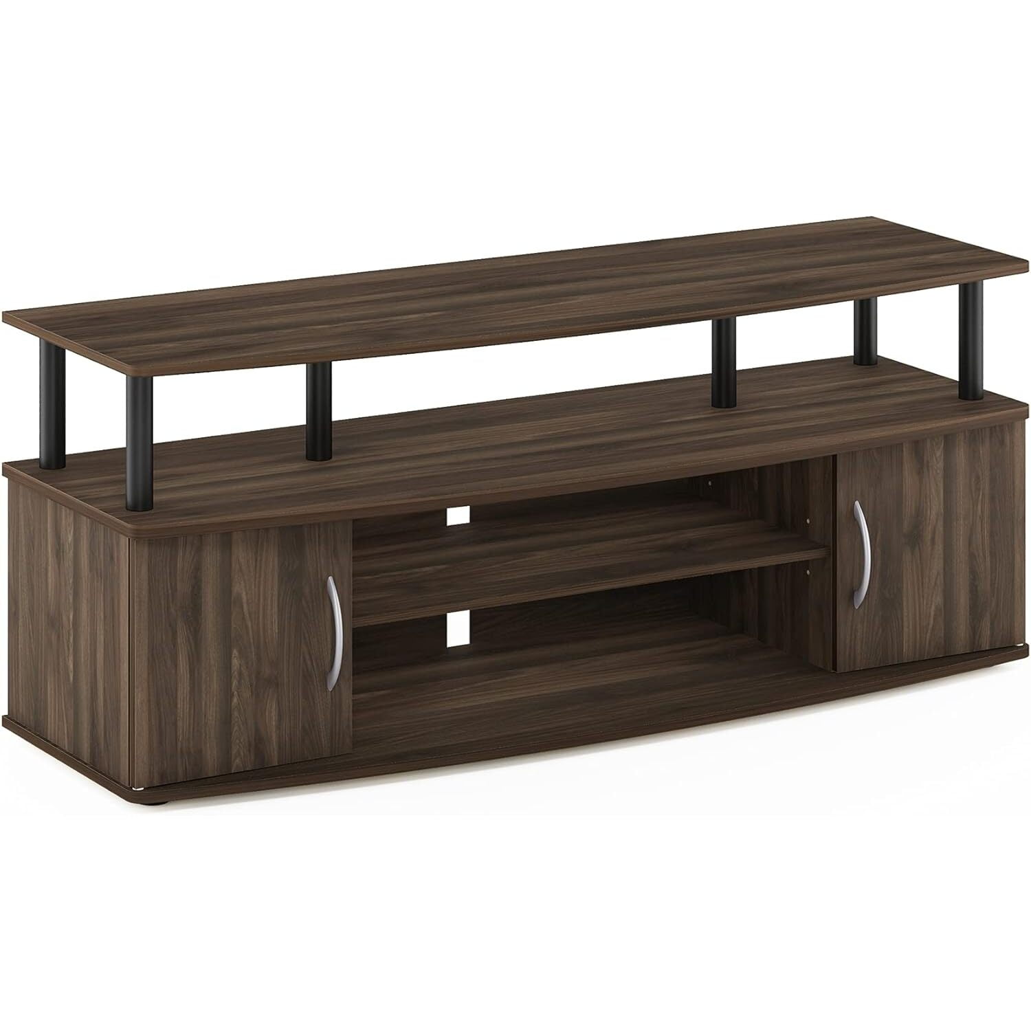 Columbia Walnut and Black Large TV Stand with Storage