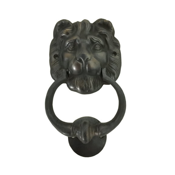 Lion Head Door Knocker - Brass Antique Finish - Heavy Duty Decorative Hardware